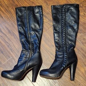 Black High Heel Knee Boots - Classic Women's Fashion Boots